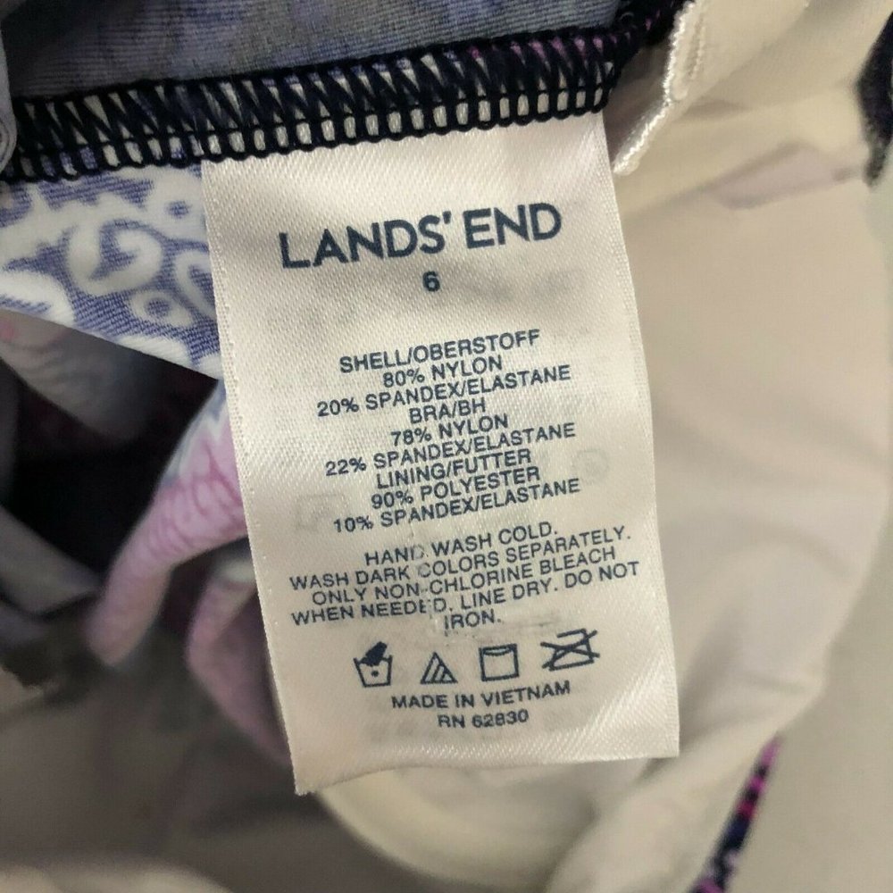 Lands End Tankini Top Underwire Removable Pads Square Neck Striped Purple 6 - Picture 3 of 3